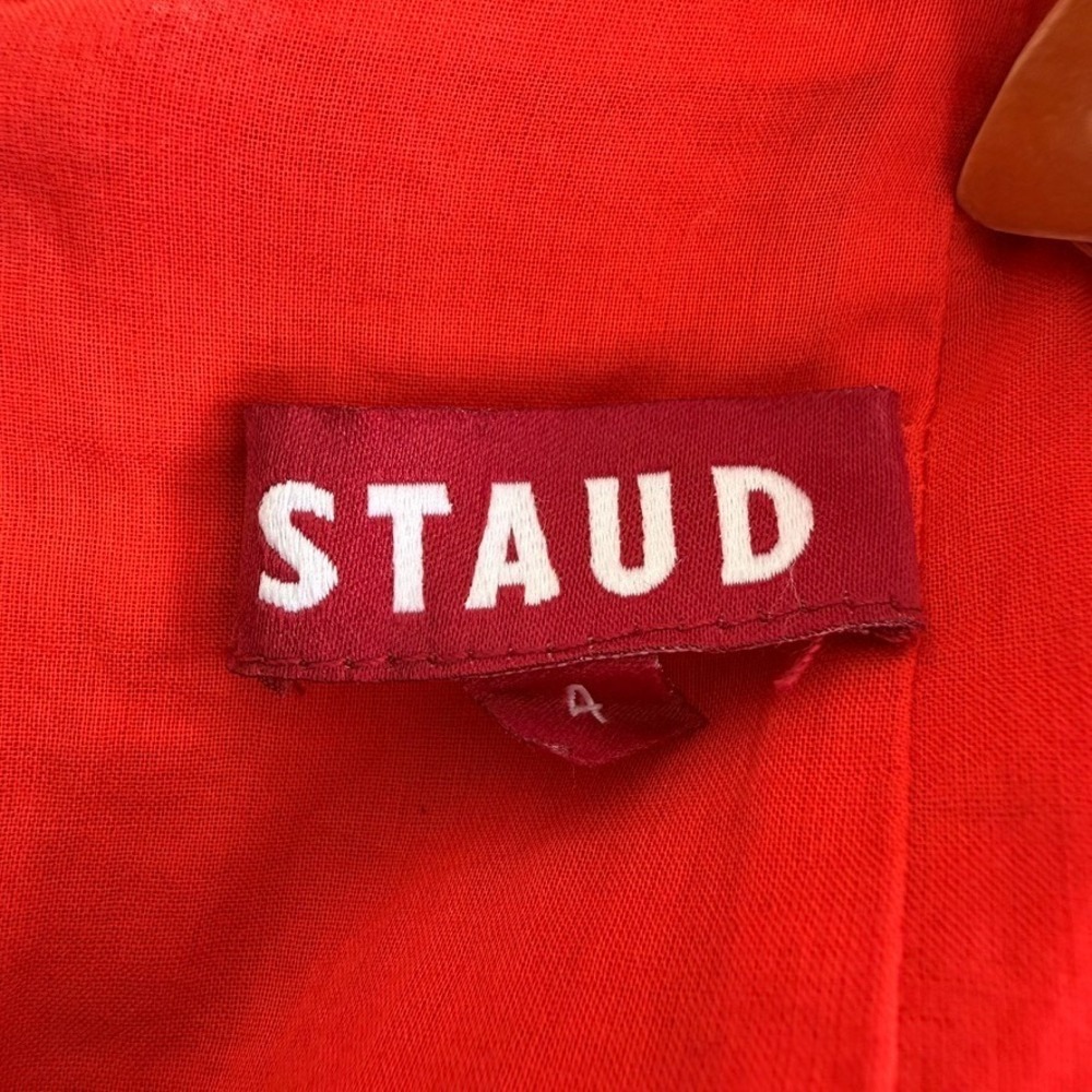 Staud Square Neck Fit and Flare Midi Dress Size 4 Red Cottagecore Quiet Luxury - Picture 10 of 12